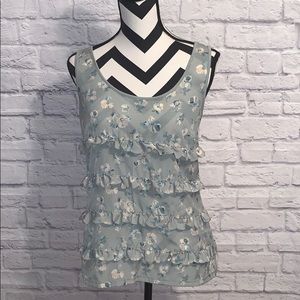 LC Lauren Conrad Floral Ruffle Front Tank Top